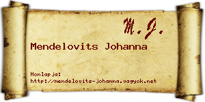 Mendelovits Johanna névjegykártya
